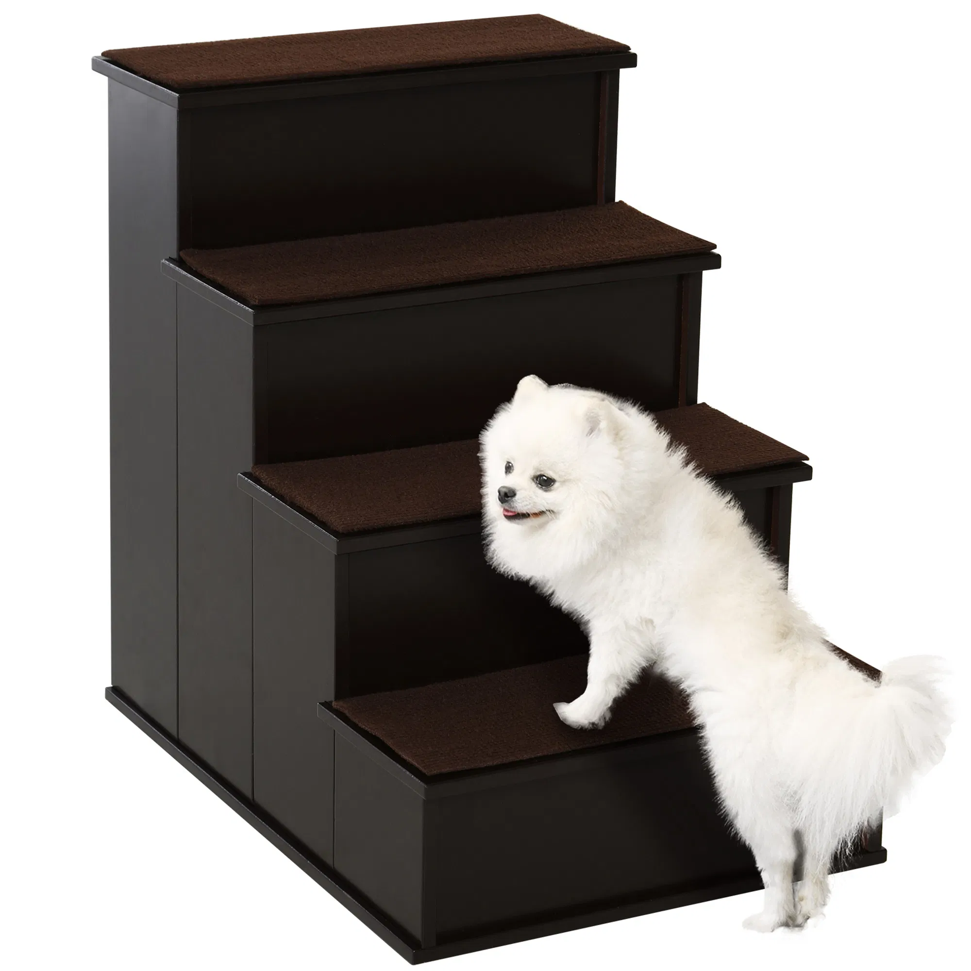 4 Levels Wooden Dog Steps Pet Stairs for High Bed, Cat Ladder for Bed Couch with Non-Slip…