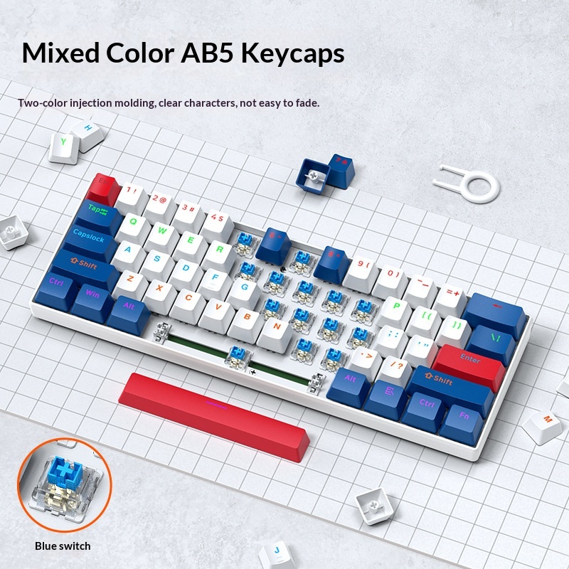 Mechanical Keyboard Tea Switches 61 Keys Detachable Cable