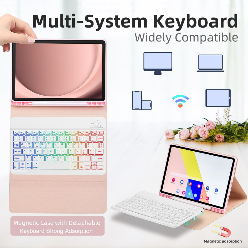 Magnetic Bluetooth Keyboard Case for Samsung Galaxy Tab A9 Plus - Detachable Backlit…