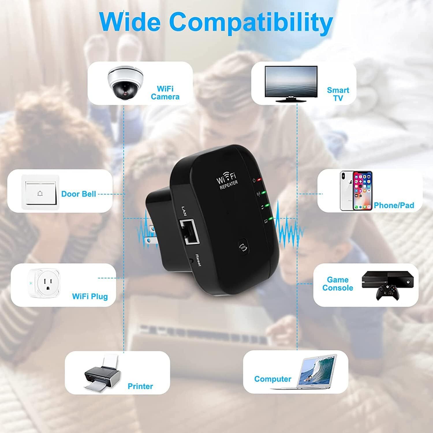 Wifi Repeater Wireless Signal Amplifier Extended Network Enhancer EU US Home Router 300m…