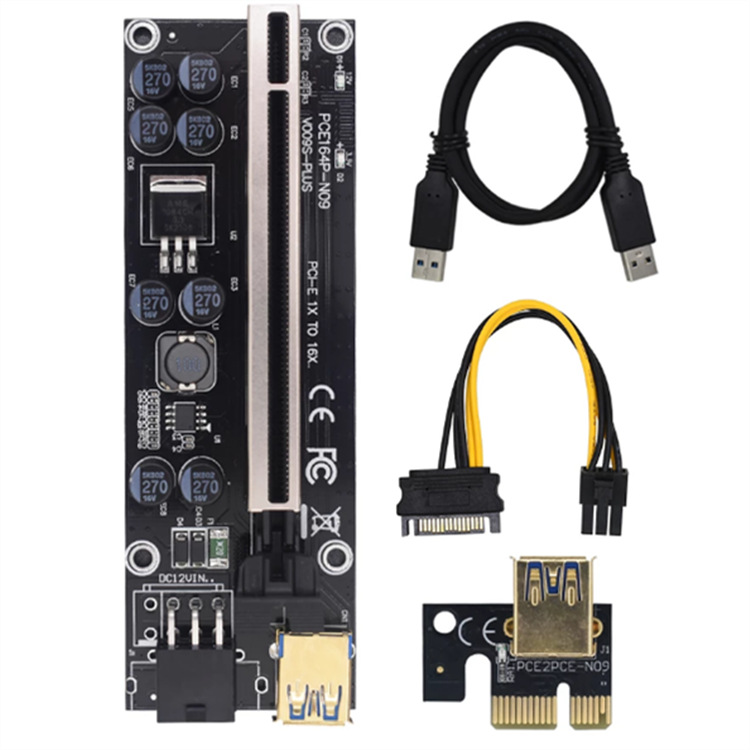 Riser Card 009s Plus PCI-E PCIE PCI Express X16 GPU 6in Adapter card USB 3.0 Cable 1X 16X…