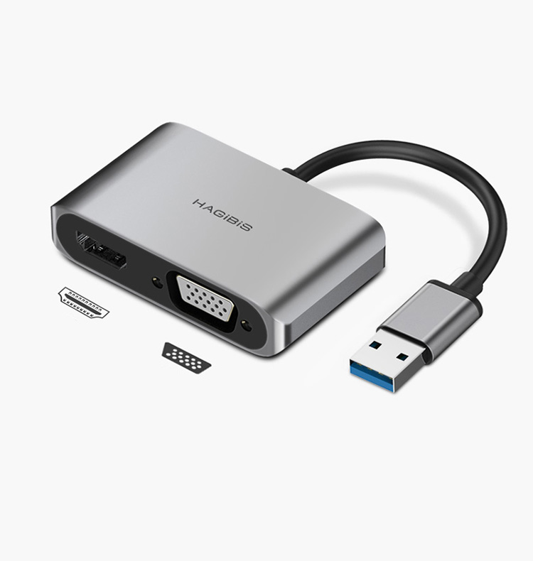 Hagibis USB 3.0 to HDMI-compatible VGA Adapter 4K HD Multi-Display 2-in-1 USB to…