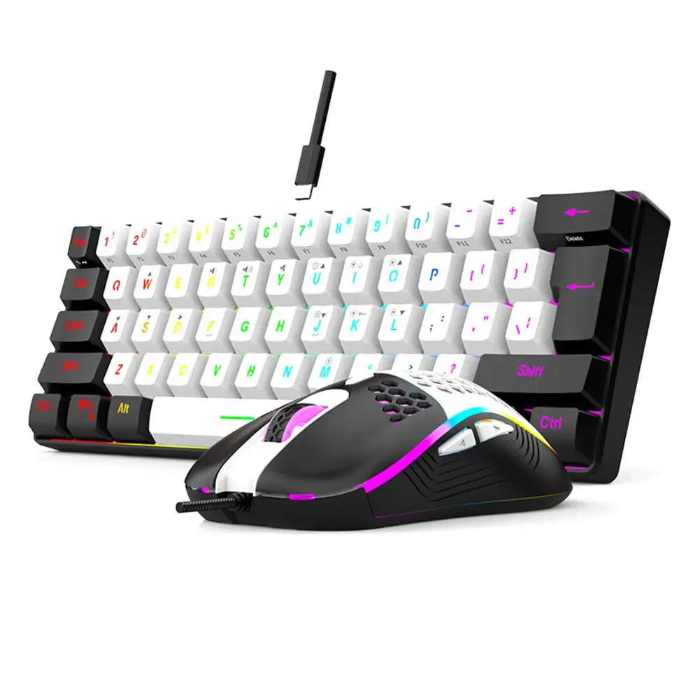 Gaming Mechanical Keyboard Rgb Mechanical Gaming Keyboard Mouse Set with 61 Wired Mini…