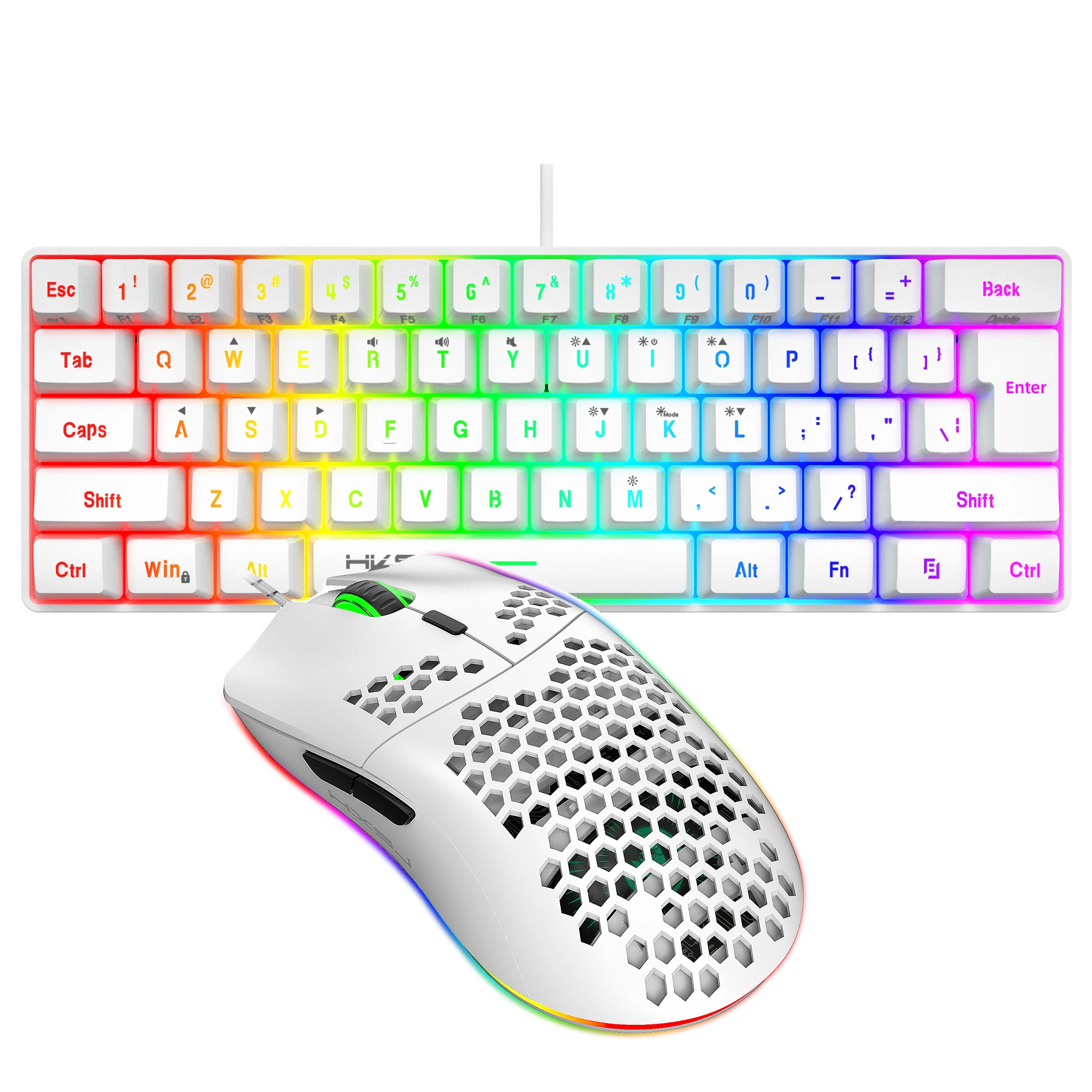 HXSJ 61 Keys V700 RGB Luminous Mechanical Feel Keyboard and Mouse Combos Gaming Set for…
