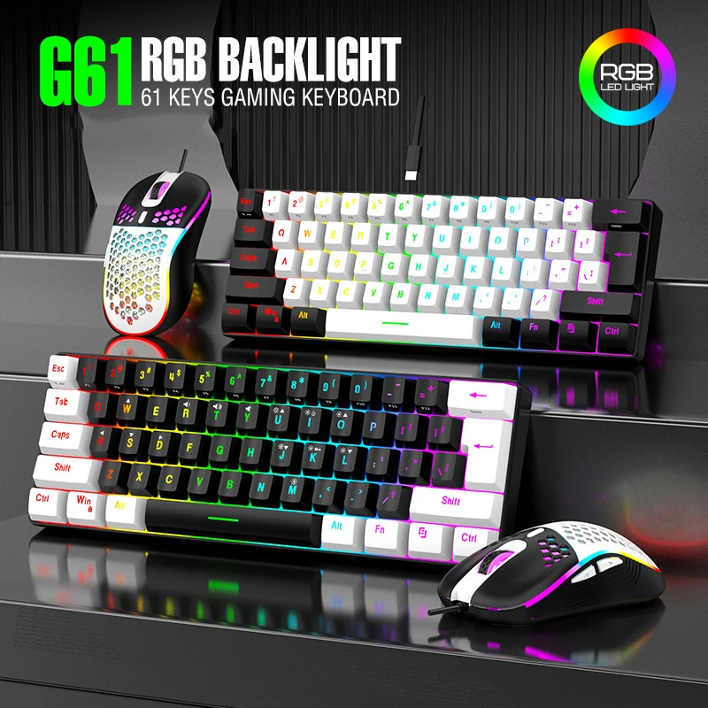 Keyboard and Mouse Sets 60% RGB Gaming with Keyboards Mouse Combo PC Kit Gamer Backlit…