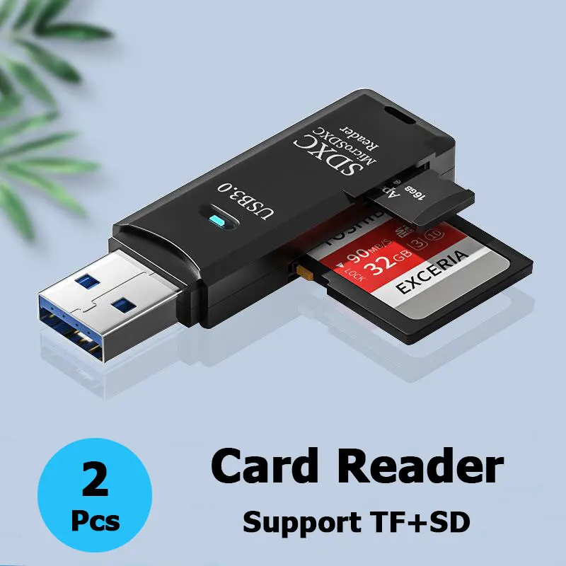 2-Pack Card Reader USB 3.0 USB to SD TF Memory Card Flash Drive Adapter for PC Laptop…