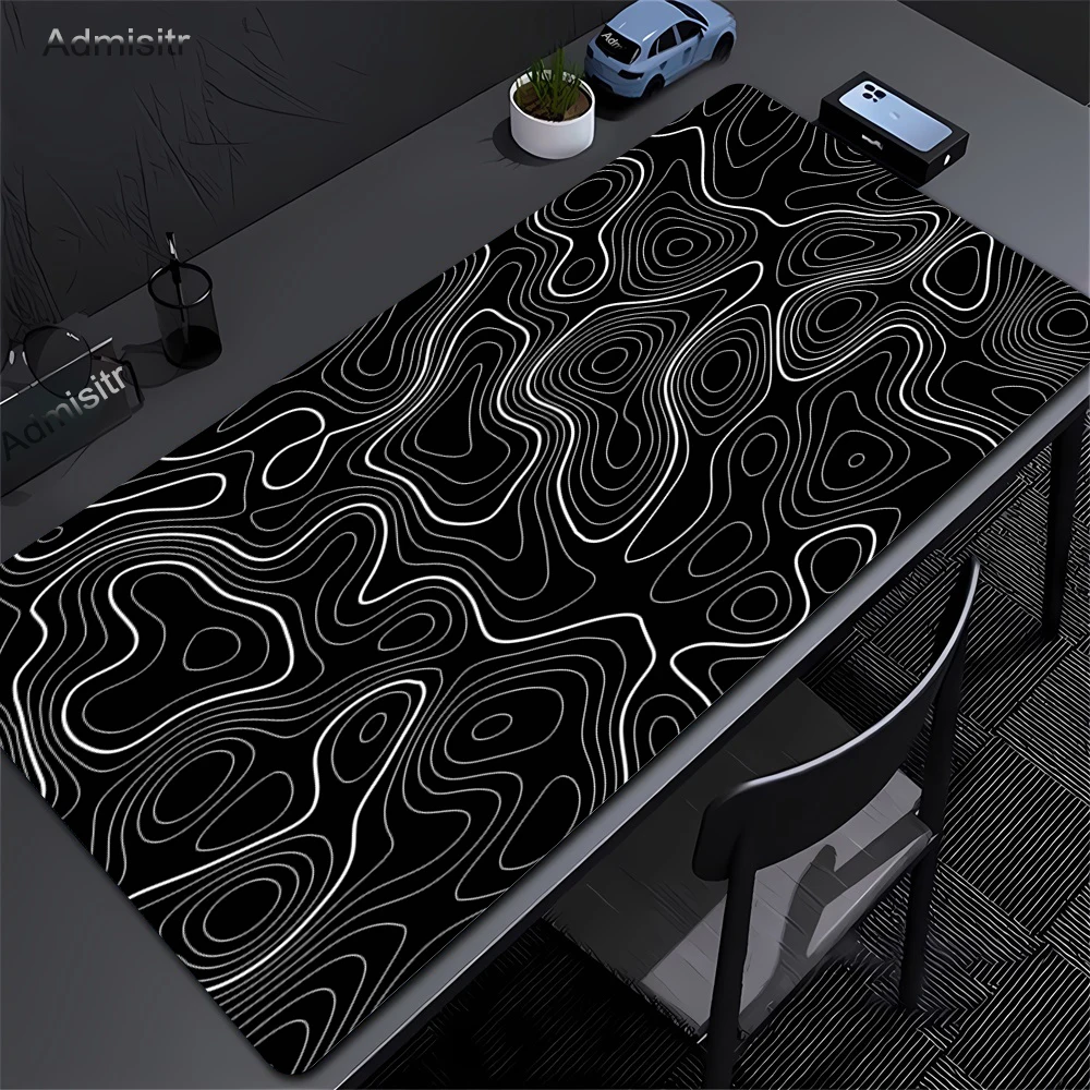 XXL Desk Mat Black And White Strata Liquid Mousepad Large Abstract Mouse Pad Gaming…