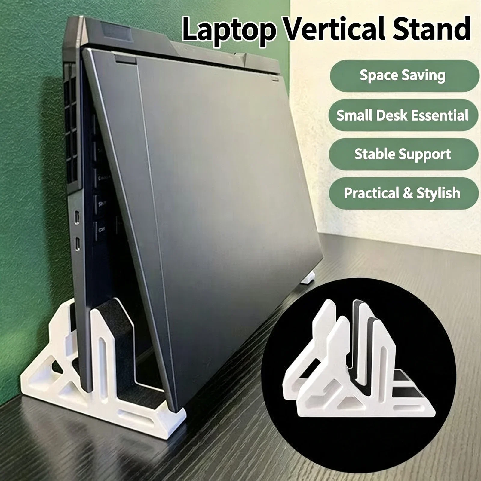 Laptop Vertical Stand Dual‑Use Desktop Holder With Anti‑Slip Strip For Laptop Tablet…