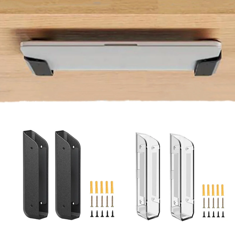 2-Pack Wall Under Desk Laptop Mount Durable Holder With Anti-Scratch Pads–Universal For…