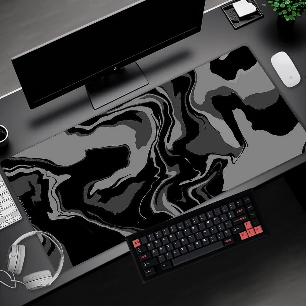 Line Liquid Mouse Pad Gaming Accessories Topographic Table Mat Marble Black Carpet Gray…