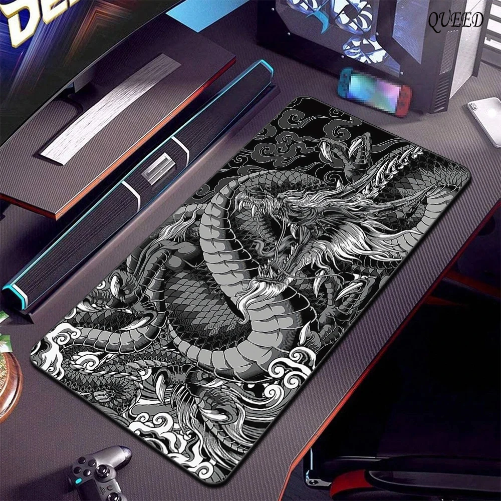 Black and White Dragon Large Mouse Mat Gaming Mousepad Big Rubber Base Mouse Pad Purple…