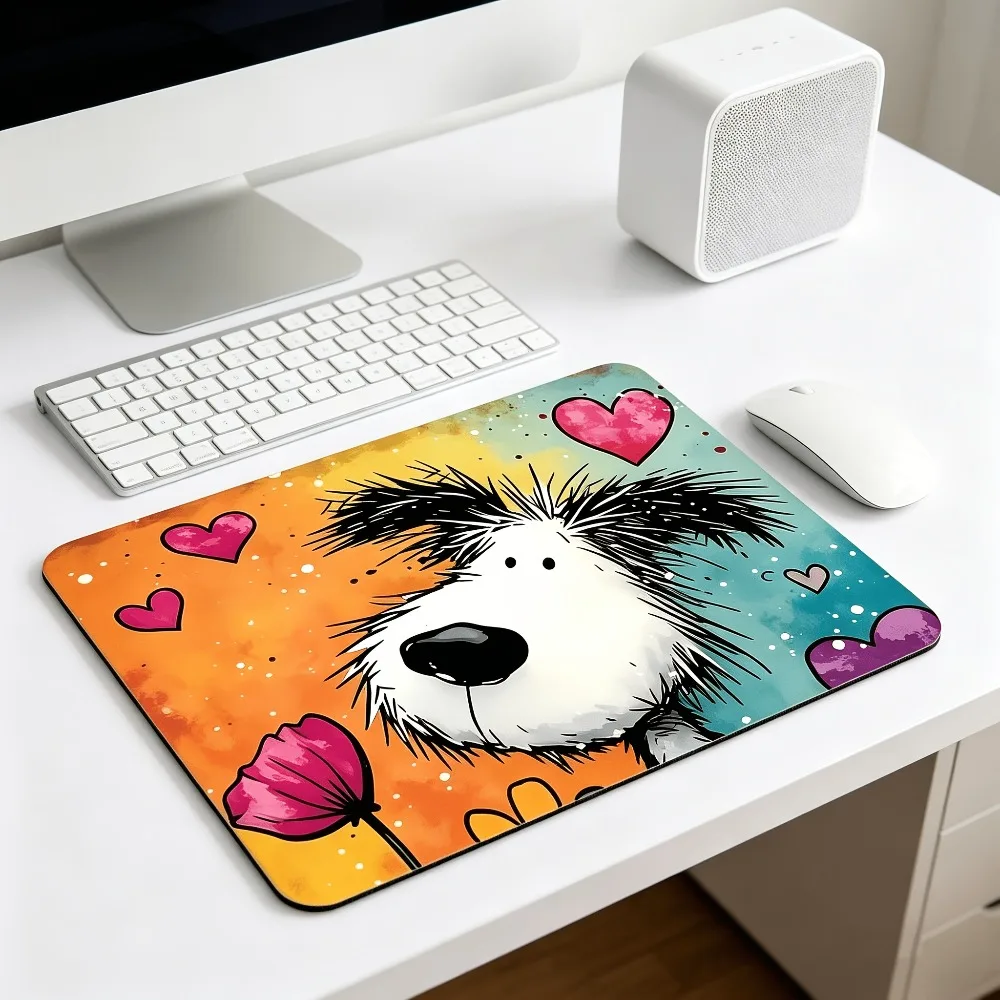 CIFBUY Small Gaming Mouse Pad Cartoon Dog Heart PC Keyboard Desk Mat Durable Non-Slip…