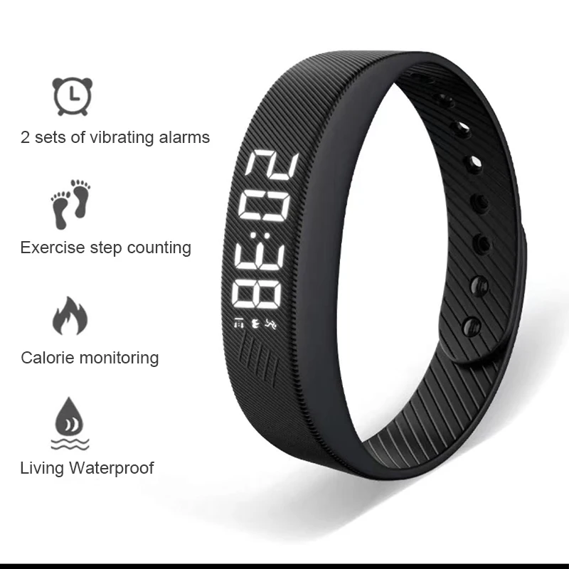 Smart Bracelet LED Digital Vibration Alarm Wrist Waterproof Smart Clock Smartband With…