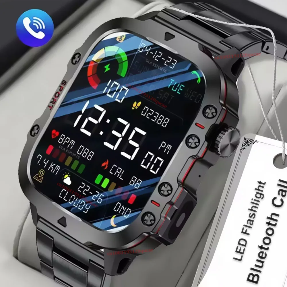 Military Smart Watch Men IP67 3ATM Outdoor Sports Fitness Tracker Blood Pressure Health…