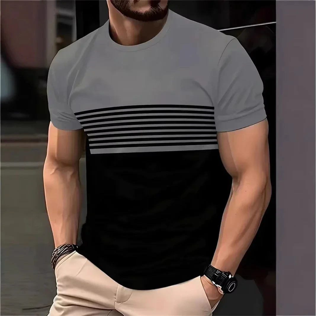 Summer Men's Clothing 3D Circular Print T-shirt Outdoor Round-neck Short-sleeved Tshirt…