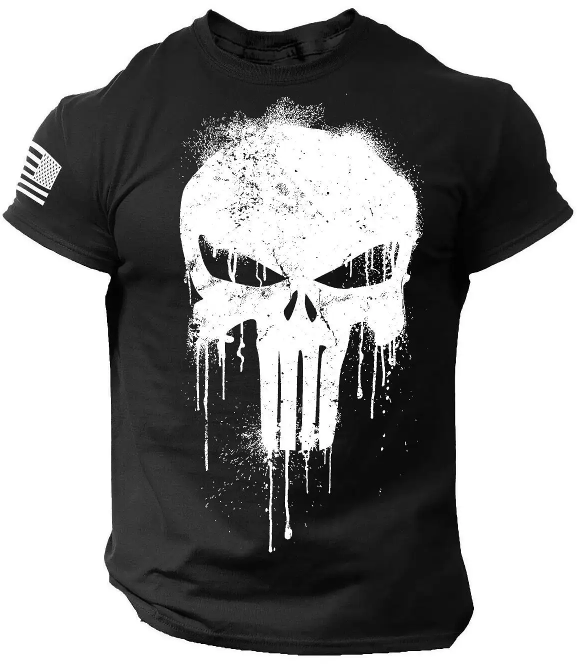 Men's T Shirt for Men 3D Print Military Patriotic Skull Dropped T Shirt Oversized…