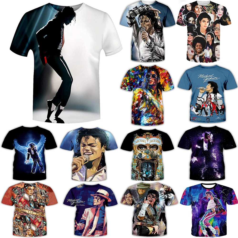 Summer fashion Michael Jackson hip-hop singer retro cool casual men Harajuku streetwear…