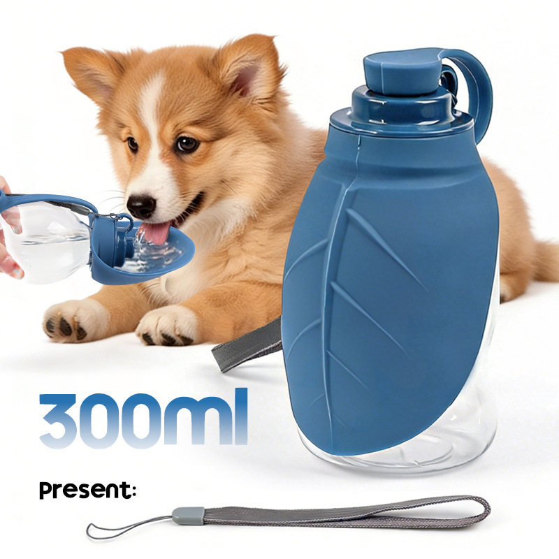 Portable Pet Water Bottle For Dogs & Cats, 300ml Mini Leaf Travel Water Dispenser With…