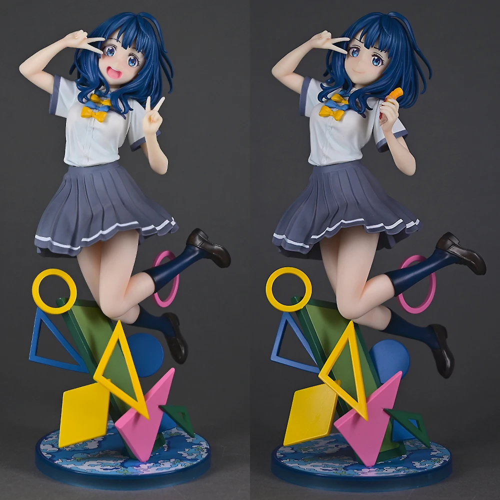 Anime Figurine Blue Hair School Uniform Figure Pvc Collectible Statue Geometric Base…