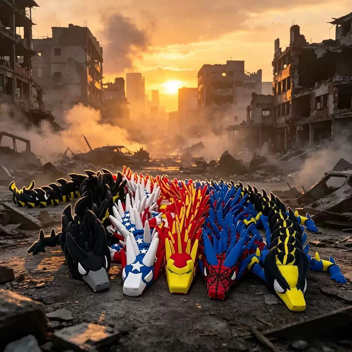 15inch Hero and Villain 3-D Printed Dragons Figurines Colorful Design and Detailed…