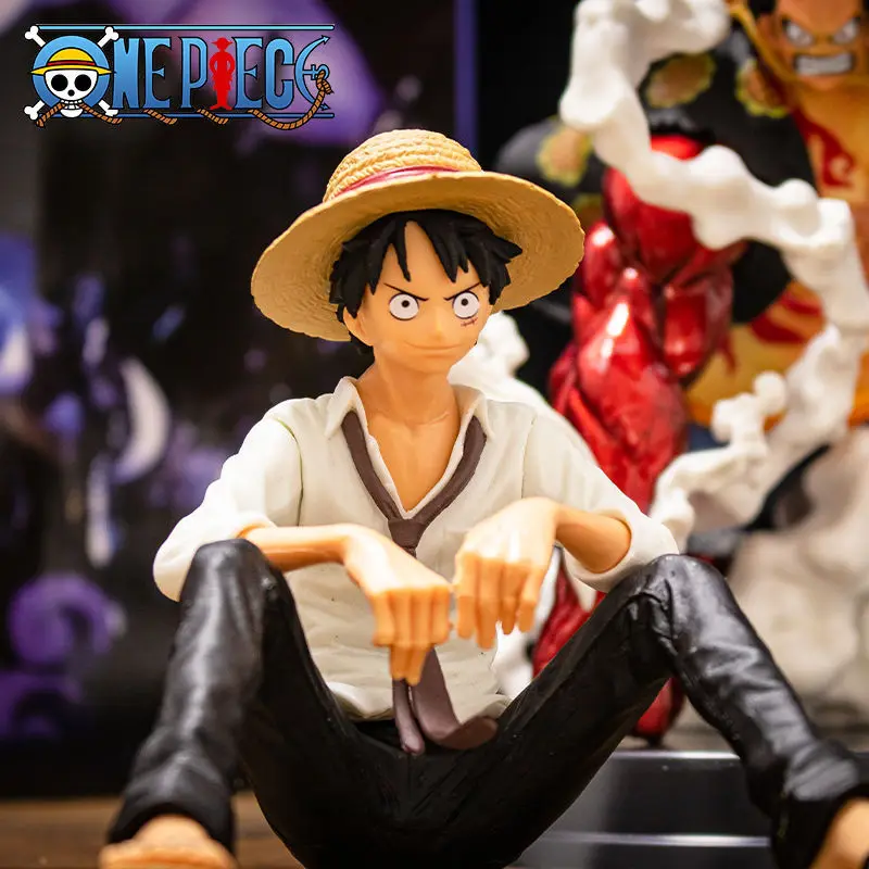 12cm One Piece Anime Figure Luffy Sitting Position Action Figure PVC Model Collection…