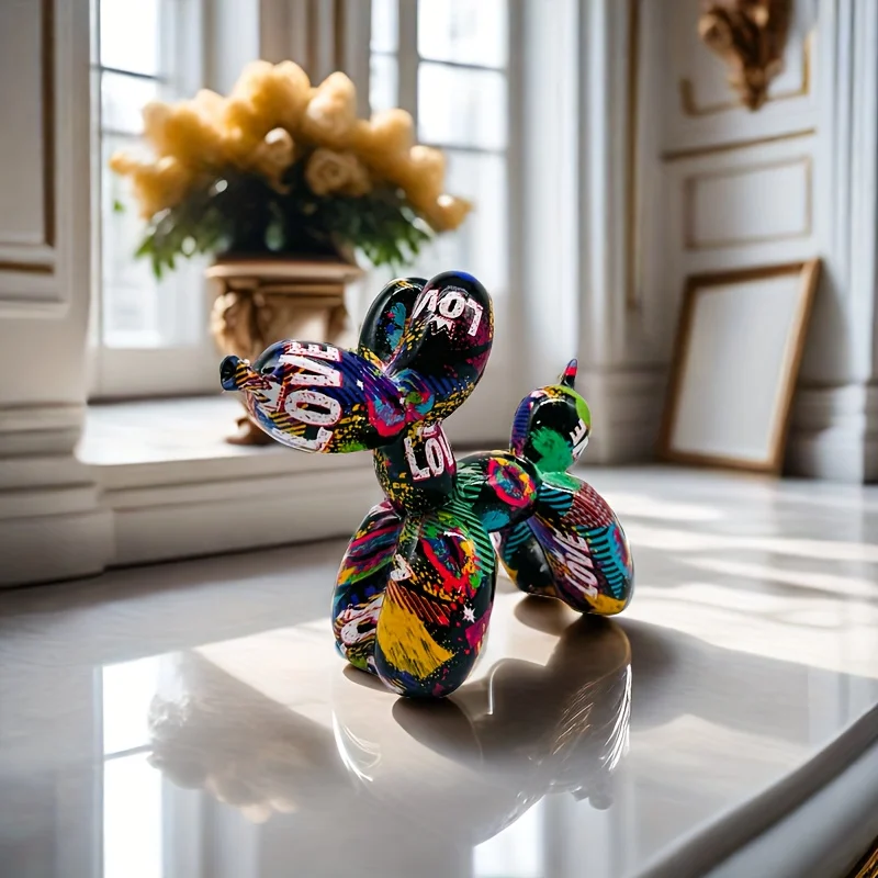 Resin LOVE Balloon Dog Statue,Hip-Hop Art Decor, Alphabet Animal Theme, Indoor & Outdoor…