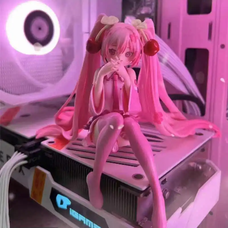 Hatsune Miku Anime figure Pink dress model action figures toys Cherry pink PVC cherry…