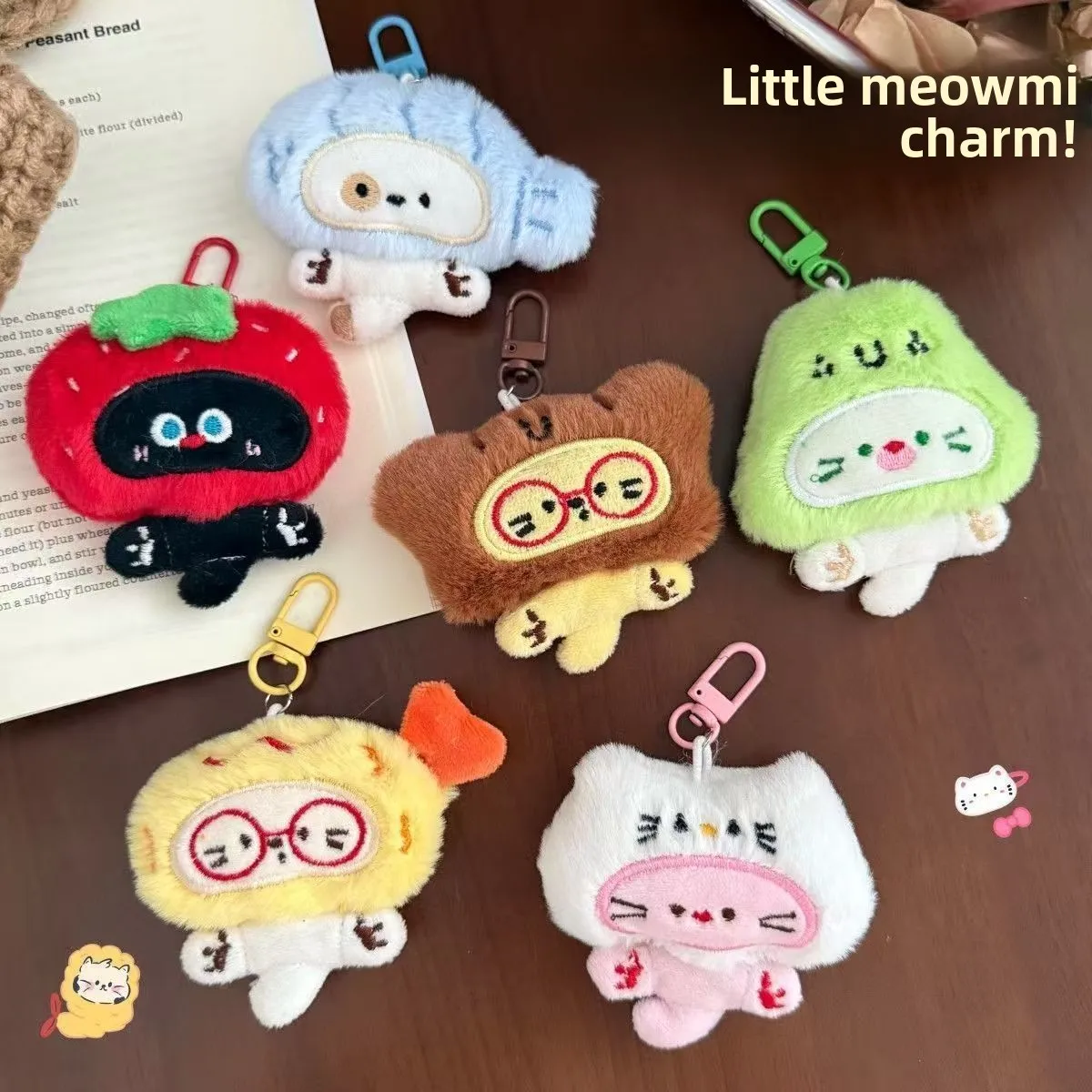 Little Meowmi Charm Cute Plush Cat Keychain Kawaii Healing Cartoon Animal Stuffed Doll…