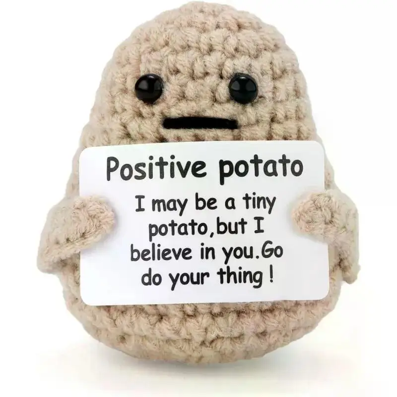 Positive Energy Potato Hug Pocket Mini Handmade Plush Wool Knitting Doll with Card Funny…