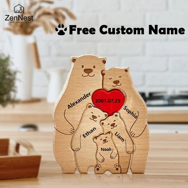 Bear Home Wooden Puzzle Personalized Custom Decor Heart Warmer Birthday Gift Art Puzzle…