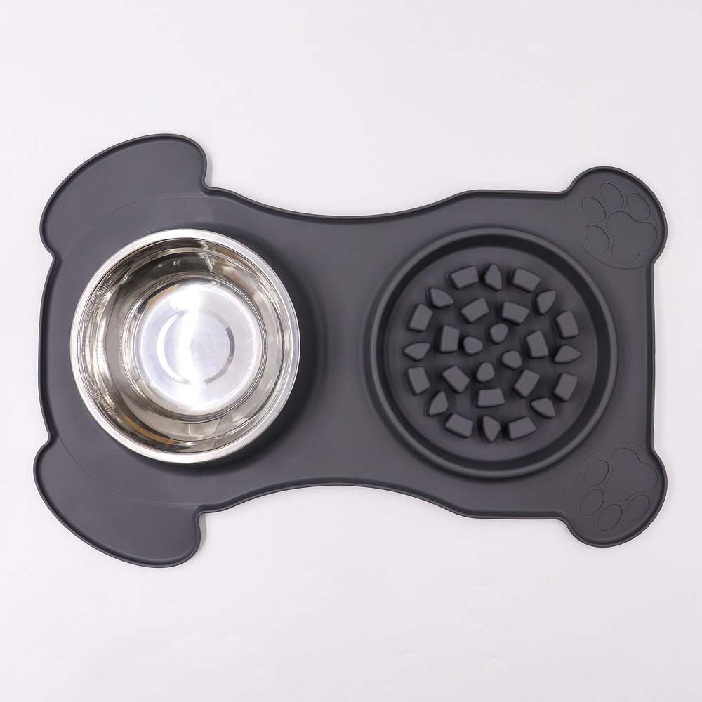 All-in-one Stainless Steel Pet Bowl And Mat