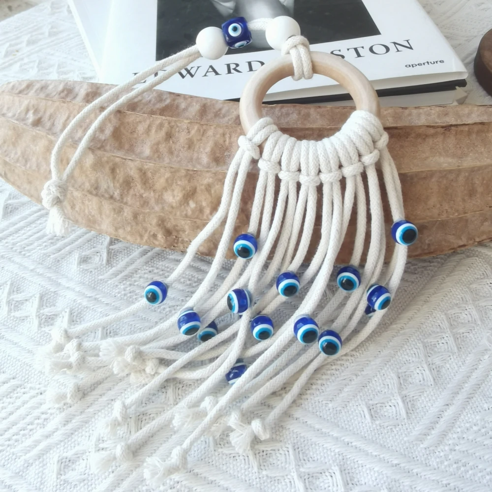 Macrame Wall Hanging with Lucky Eye Turkish Evil Eye Cotton Woven Tapestry for Home Decor…