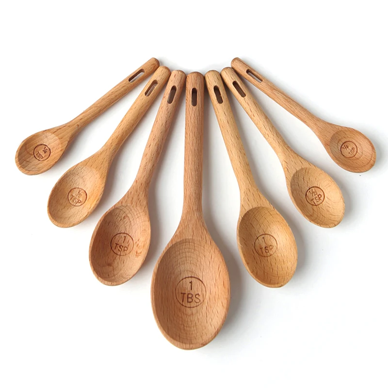 4-Pack Wooden Measuring Spoon Set Kitchen Measuring Spoon for Cooking Spice Sugar Spoon…