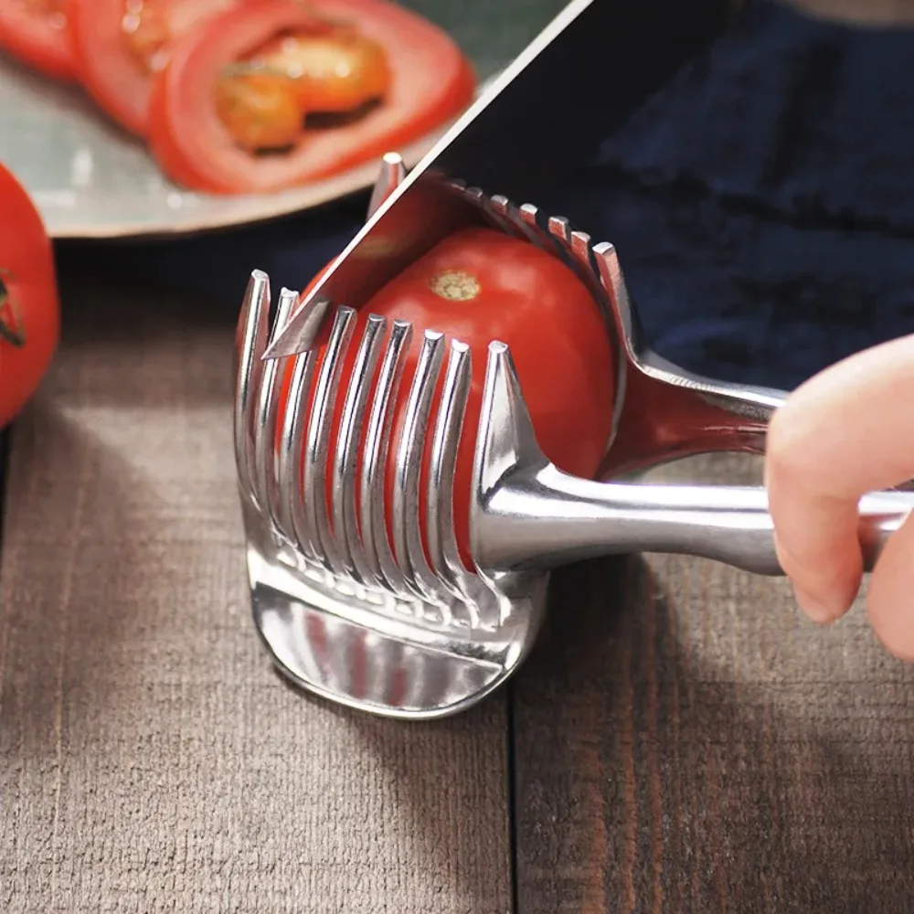 Stainless Steel Kitchen Handheld Orange Lemon Slicer Tomato Cutting Clip Fruit Slicer…