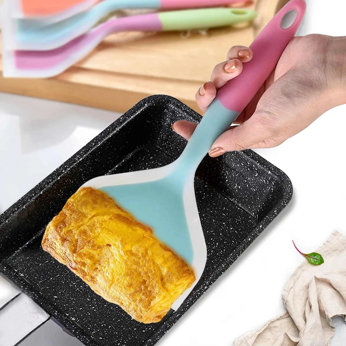 Silicone Spatula Cooking Utensils Beef Meat Egg Kitchen Scraper Wide Pizza Cooking Tools…