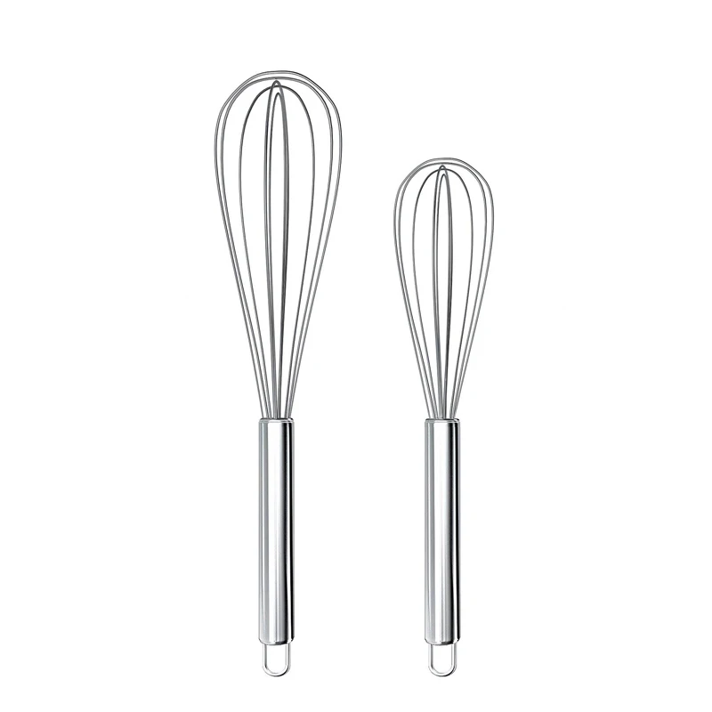 LMETJMA 8" 10" 12" Egg Whisk Stainless Steel Egg Whisk Kitchen Wire Balloon Whisk Milk…