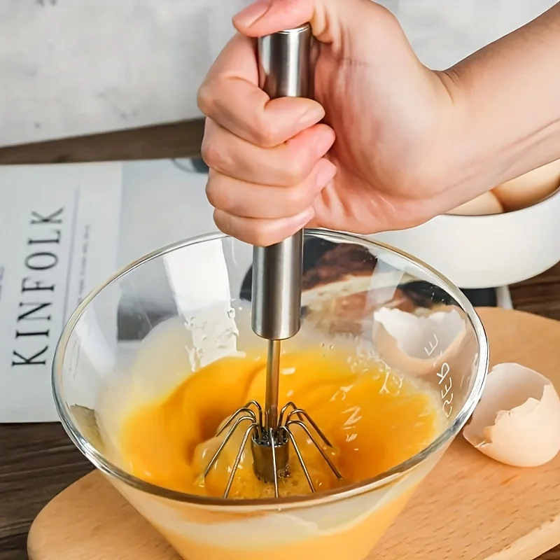 Stainless Steel Egg Beater Durable Semi-Automatic Mixer for Effortless Egg Cream Mixing…