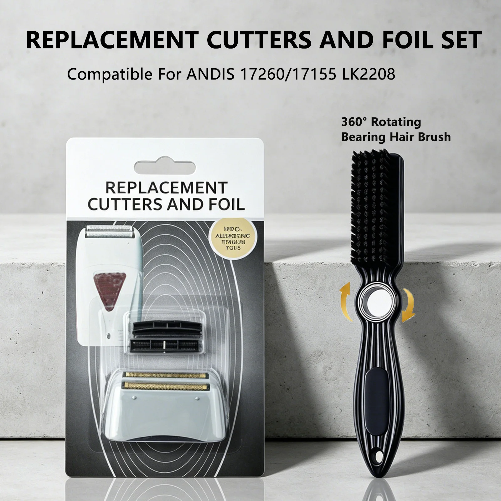 2-Pack Barber Tool Set Replacement Cutters And Foil For Andis 17260/17155 LK2208 Shavers…