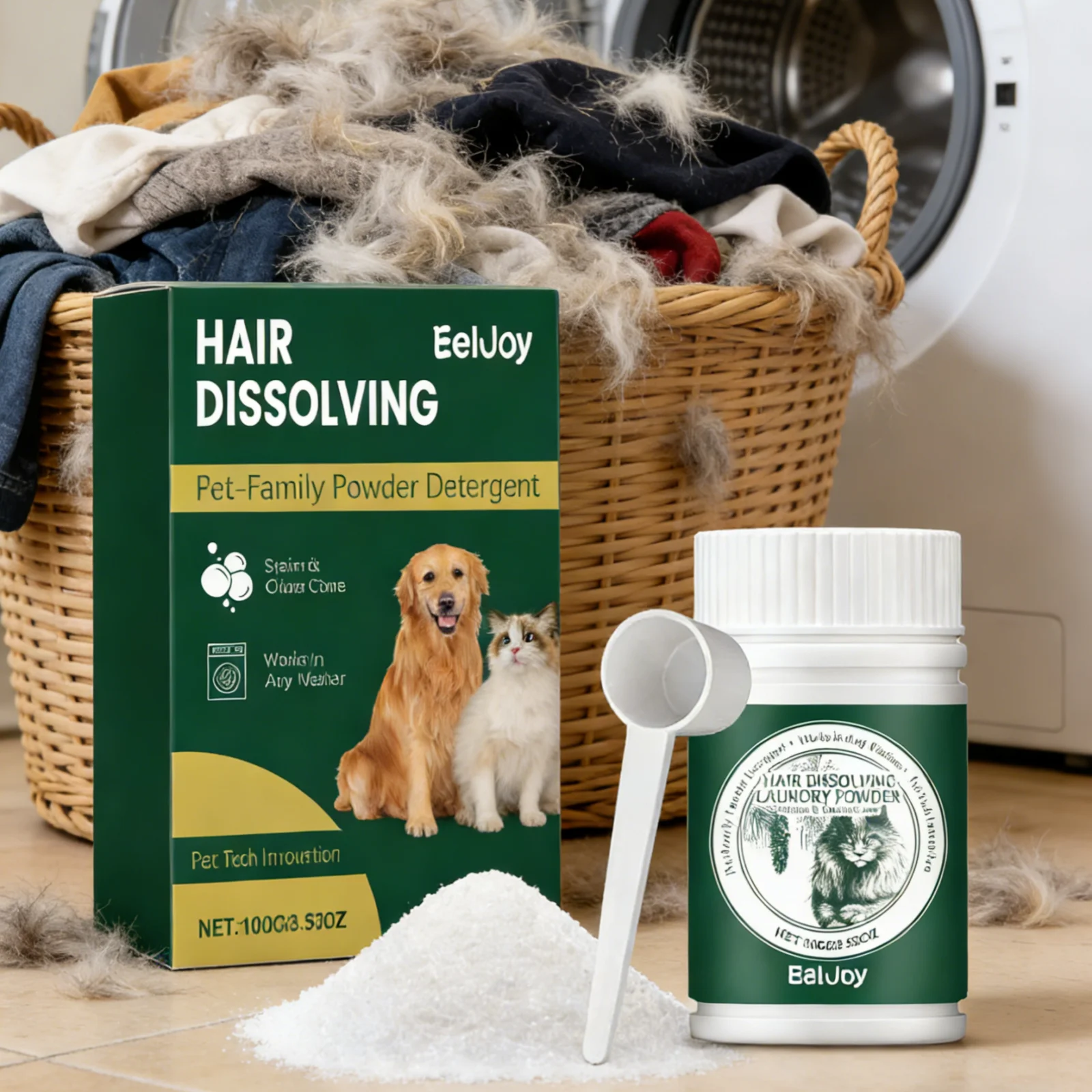 EelJoy Laundry Detergent for Pet Owner Fabric Care Smell Remover Cleaner Powder No Fading…