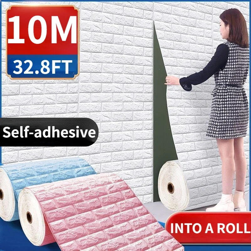 3D Foam Brick Wall Panels Stickers Self Adhesive Waterproof Living Room Wallpaper Wall…