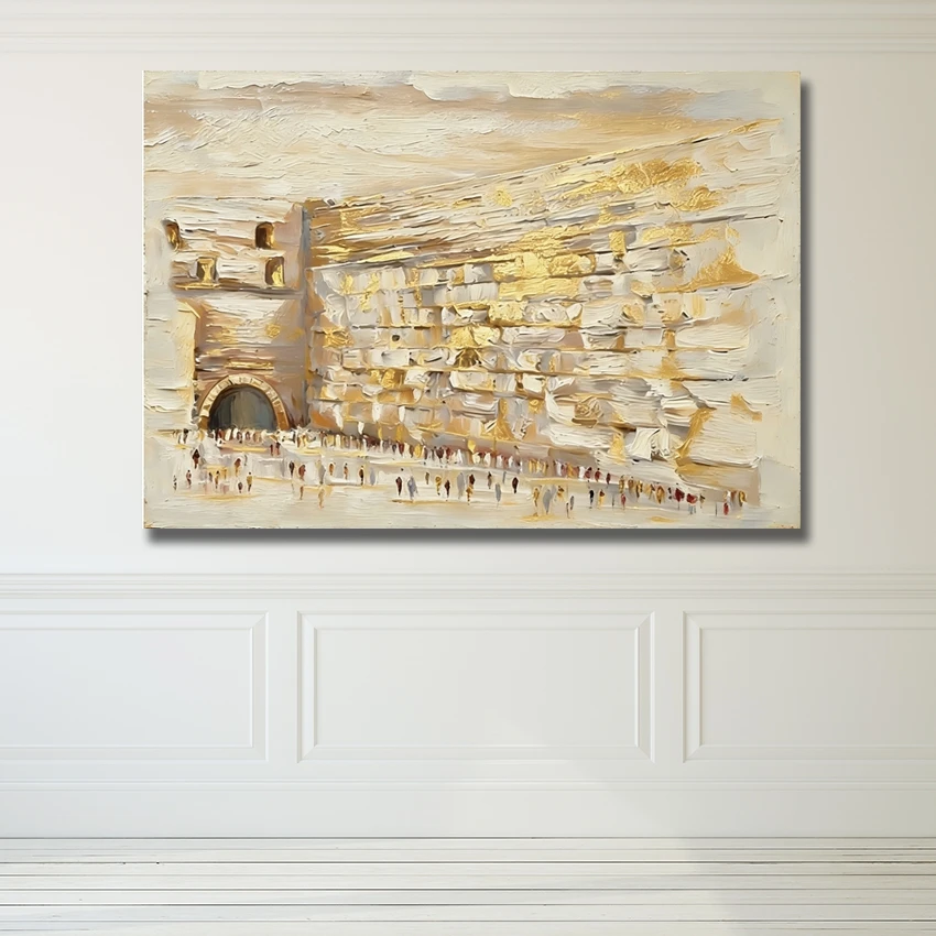 Large Luxury Canvas Art, Jewish Artwork Home Decor, Jerusalem Western Wall Orginal Oil…