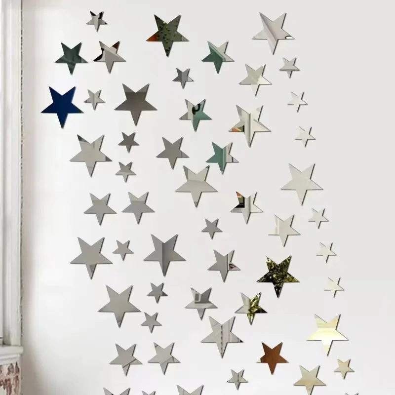 20-Pack Acrylic Star Mirror Wall Sticker Cartoon Starry Wall Stickers For Kids Rooms Wall…