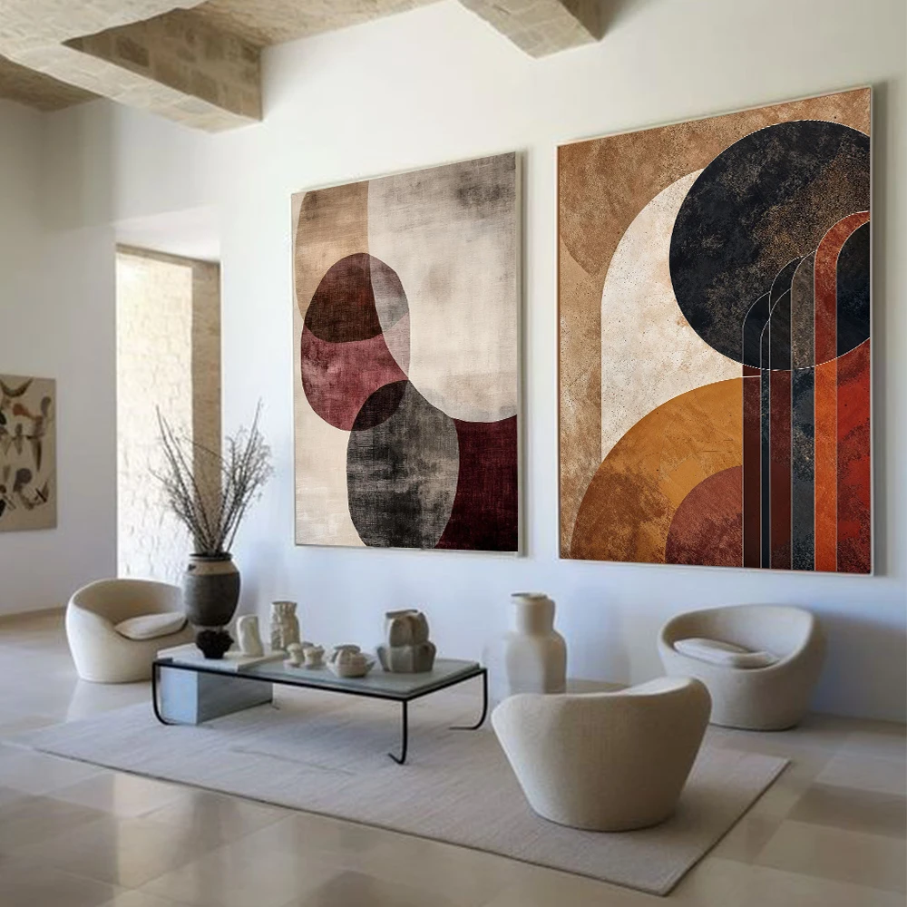 Abstract Geometric Canvas Painting For Office Living Room Home Decor Vintage Poster Wall…