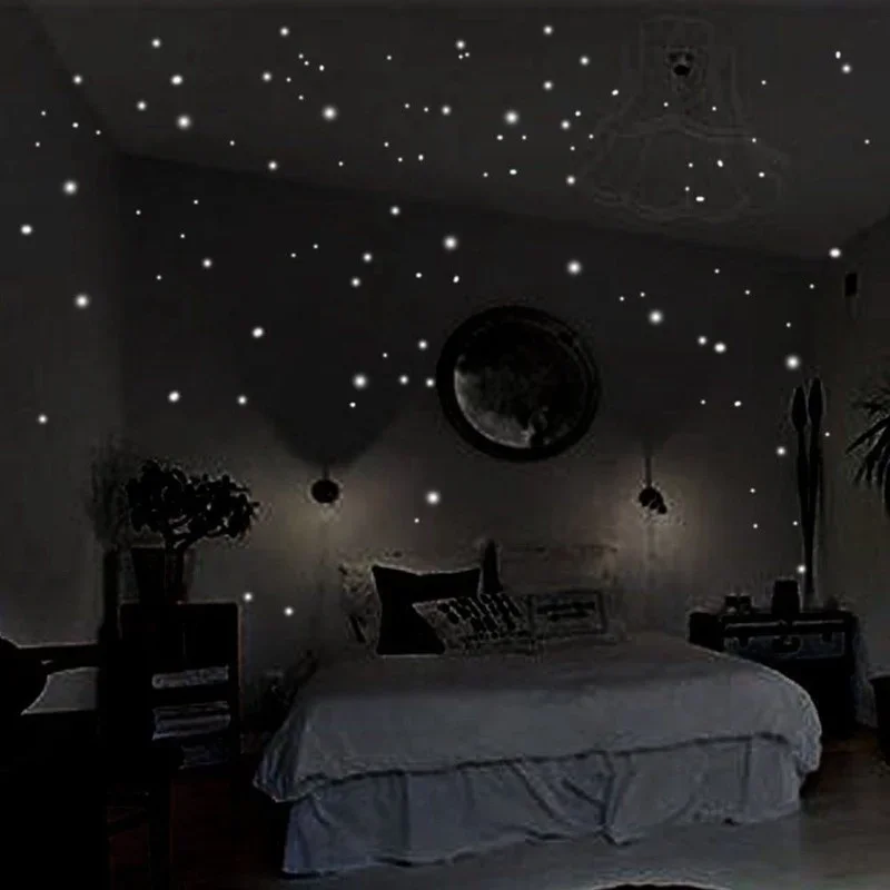 407-Pack Luminous Wall Stickers Wall Decor Glow In The Dark Star Vinyl Sticker for Kid…