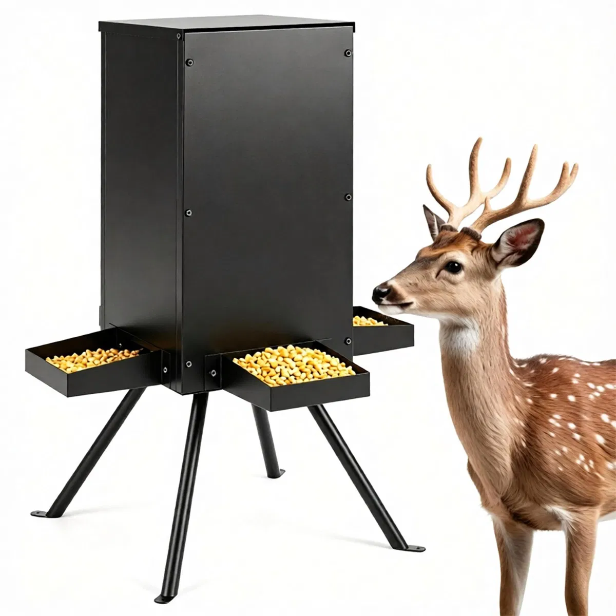 14 Gallon Gravity Deer Feeder 50-90 LBS Capacity Galvanized Coated Steel Wildlife Game…