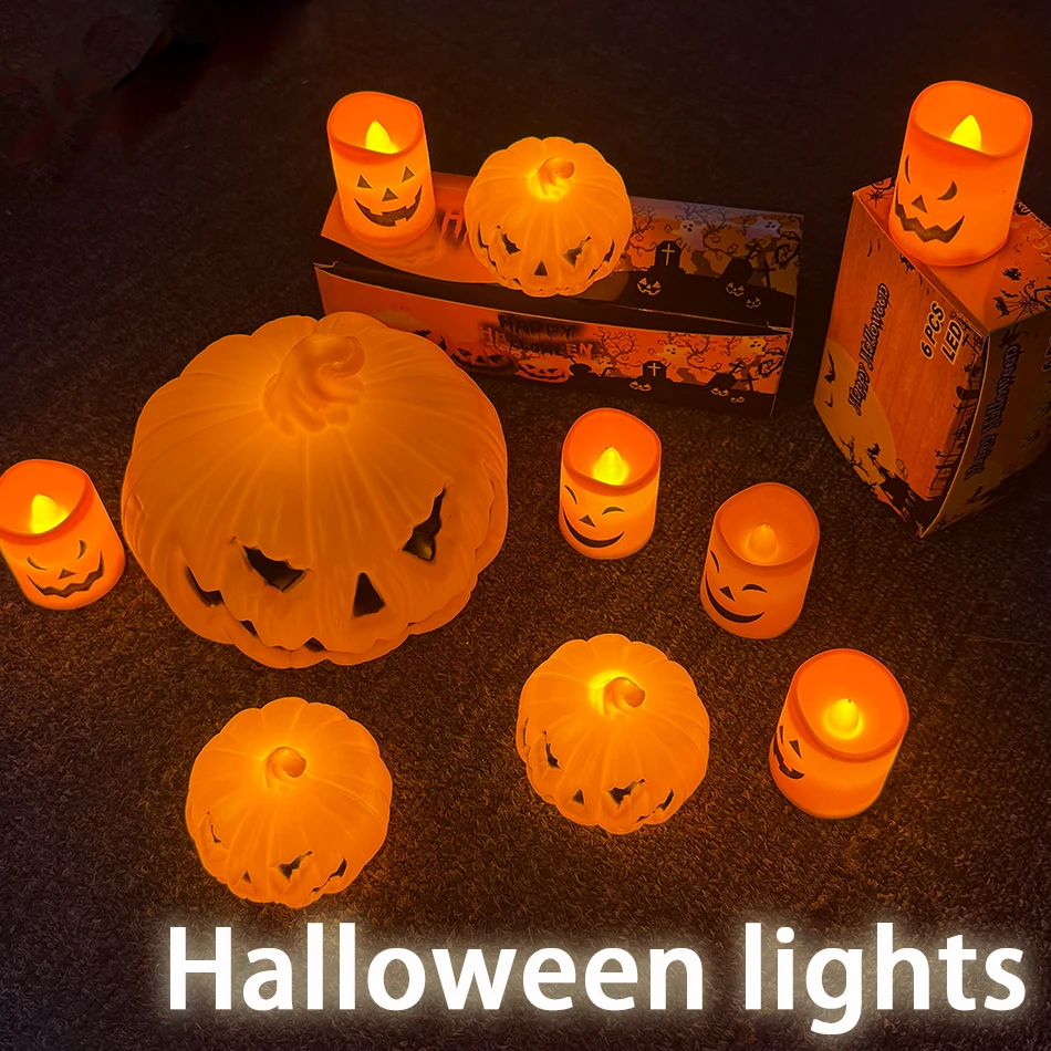 Pumpkin Lantern Candle Light Halloween Skull Ghost Face Lamp Kids Gift For Bedroom Garden…