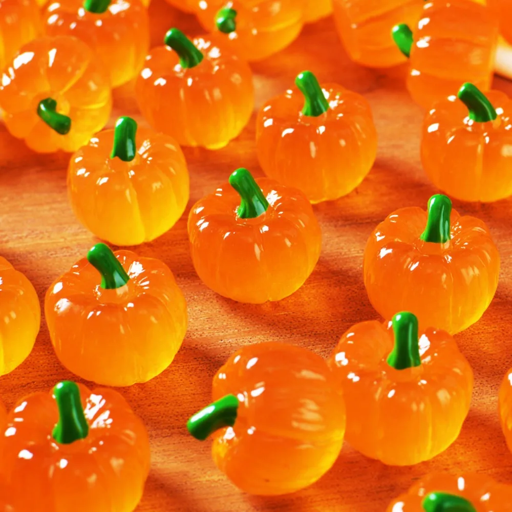 10-100Pcs Halloween Mini Clear Resin Pumpkin Ornaments Tiny Pumpkin Figurines Micro…