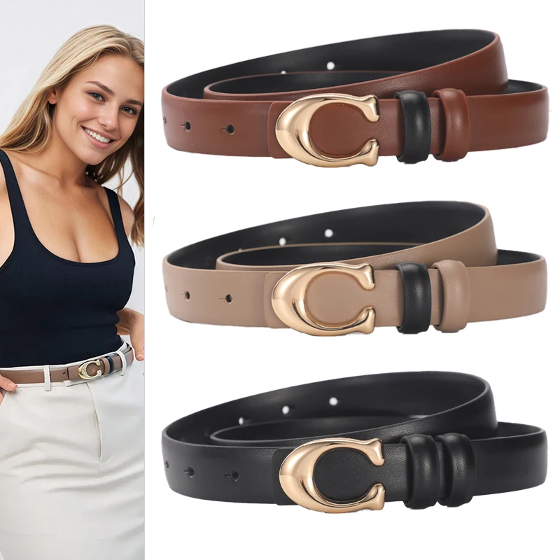 High-quality Women's Fashionable Belt C-shaped Buckle Smooth Buckle Temperament…