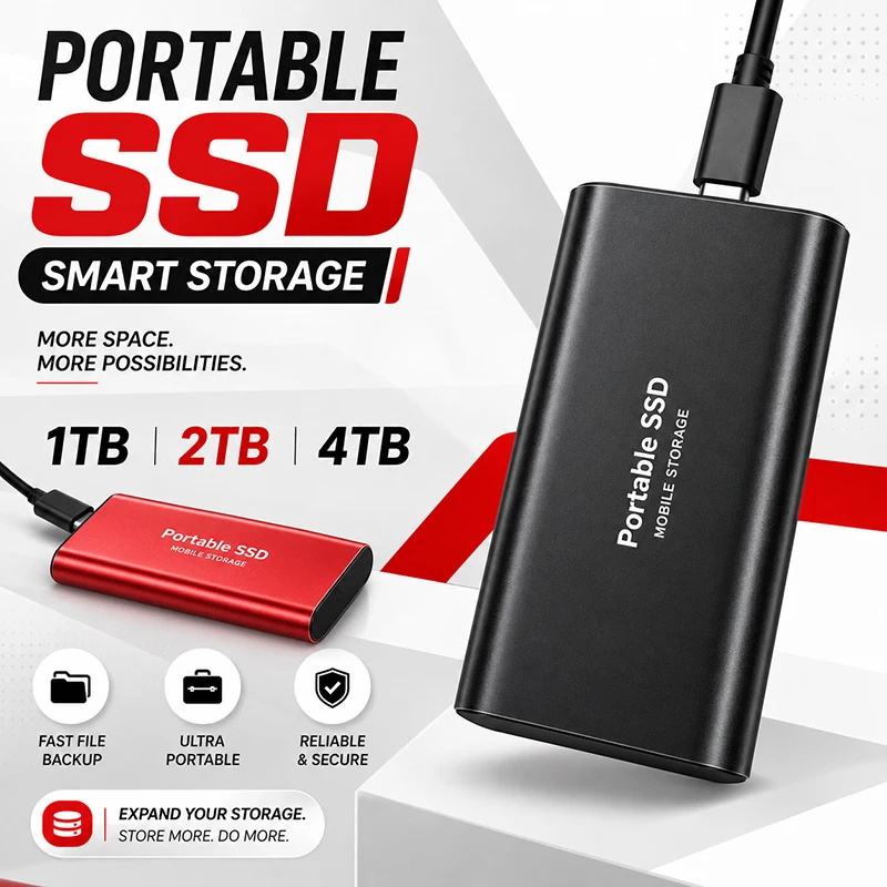 Portable SSD 1TB High Speed External Hard Drive 2TB USB 3.1 Mobile Data Storage for…