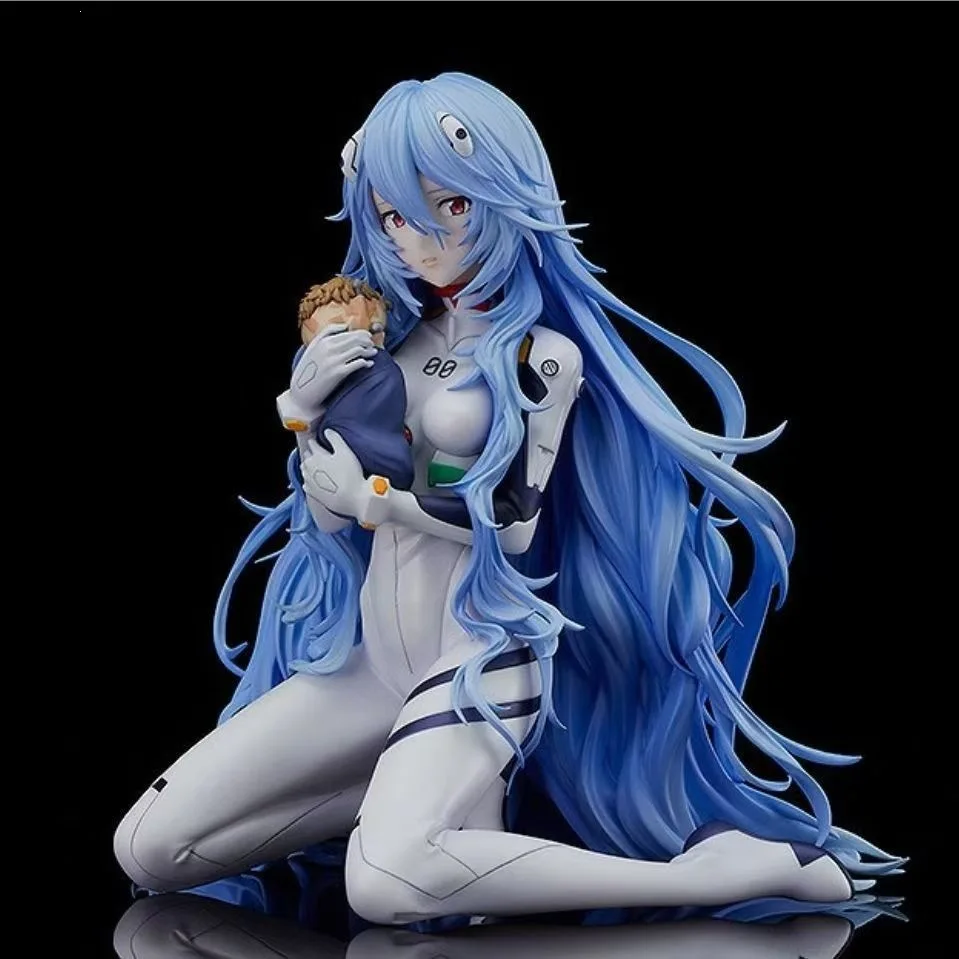 10cm Anime Figure Ayanami Rei Long Hair Kneeling Pose Action Figures PVC Model Collection…
